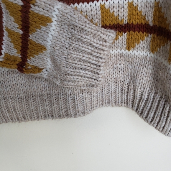 Elsamanda chunky wool alpaca blend turtleneck sweater, southwestern print, Sz S. - Picture 6 of 9